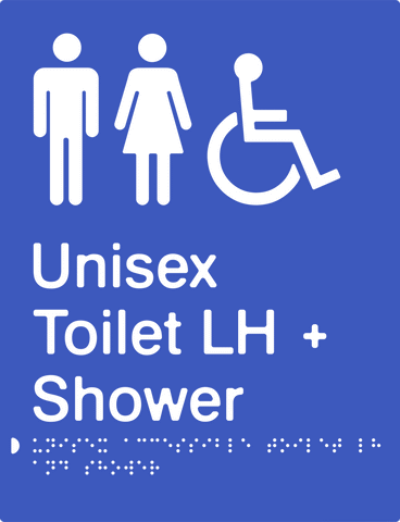 Unisex Accessible Toilet & Shower - Left Hand - Moulded - Blue