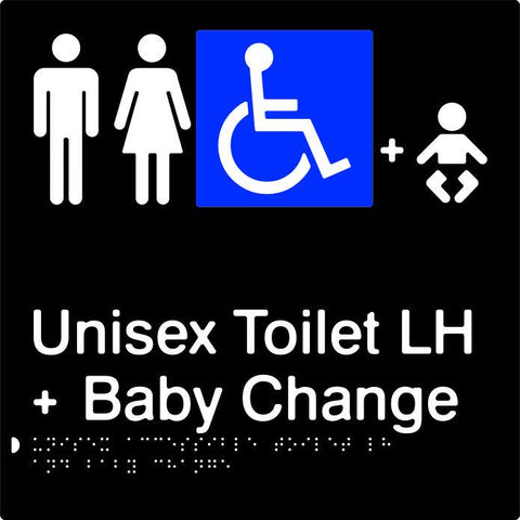 Unisex Accessible Toilet & Baby Change - Left Hand - Polypropylene - Black / Charcoal