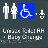Unisex Accessible Toilet & Baby Change - Right Hand - Polypropylene - Black / Charcoal
